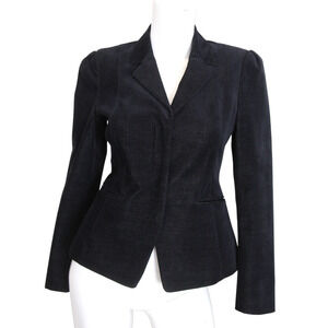 Theory Blazer Velvet Denim Shrunken Jacket Hidden Button Size 2